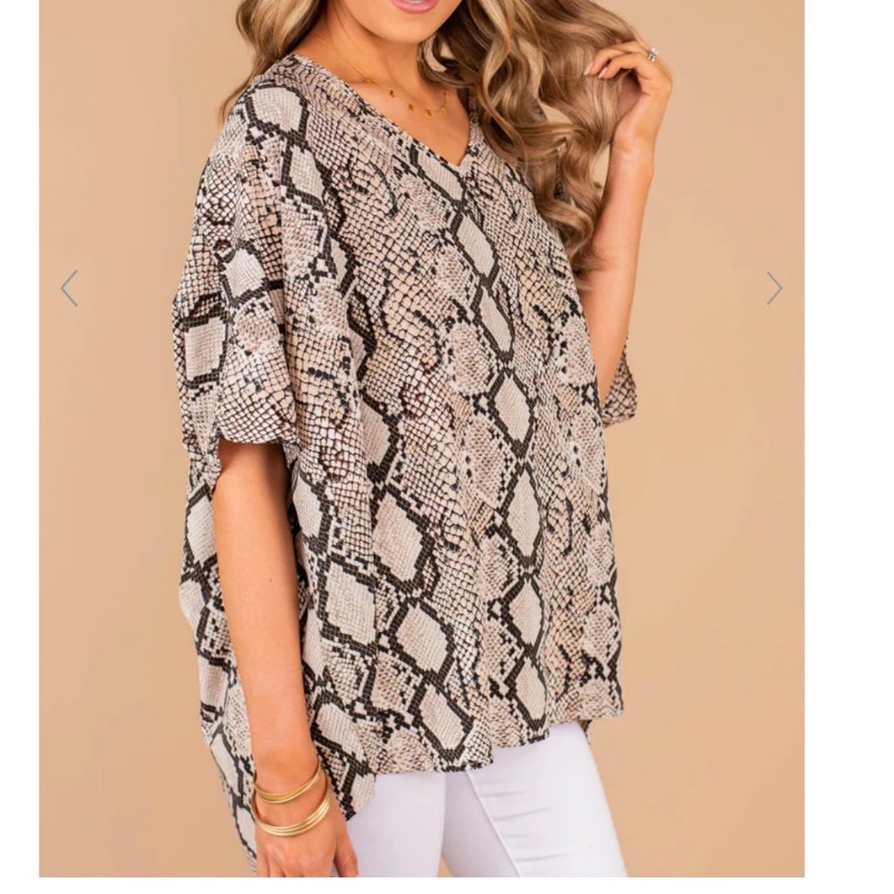 Oversized Snake Print Top